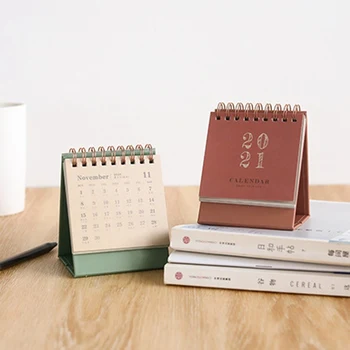 

2021 Delicate Simple Desk Calendar Refreshing Mini Desktop Note Coil Calendar Book School Office Supplies