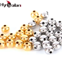 HYBOLAN Metal Copper fishing beads Round Gold/silver 2/2.4/3/4/5/6mm Bass Bait Fishing Lure DIY accessories tool 50-100pcs/pack