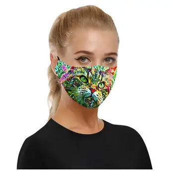 

2PCS Colorful Butterfly Cat Print Facemask Cottom Adjustable Earloop Mask Outdoor Sport Mouth Massk Reusable Mask mascarillas N4