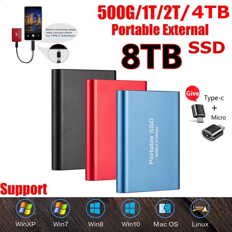 Портативный жесткий диск внешний SSD 16 ТБ HD Harici от 1 до Тб хранилище | Электроника