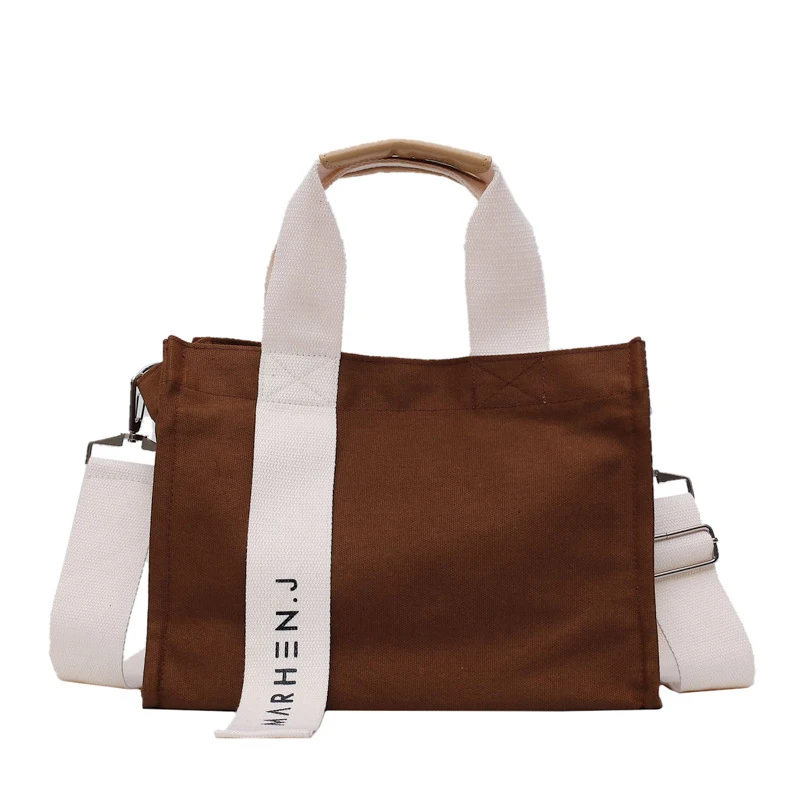 Women Fashion Canvas Shoulder Bag Large Capacity Female Big Tote Handbag Folding Reusable Shopping Bags Thin Strap Cloth Bags