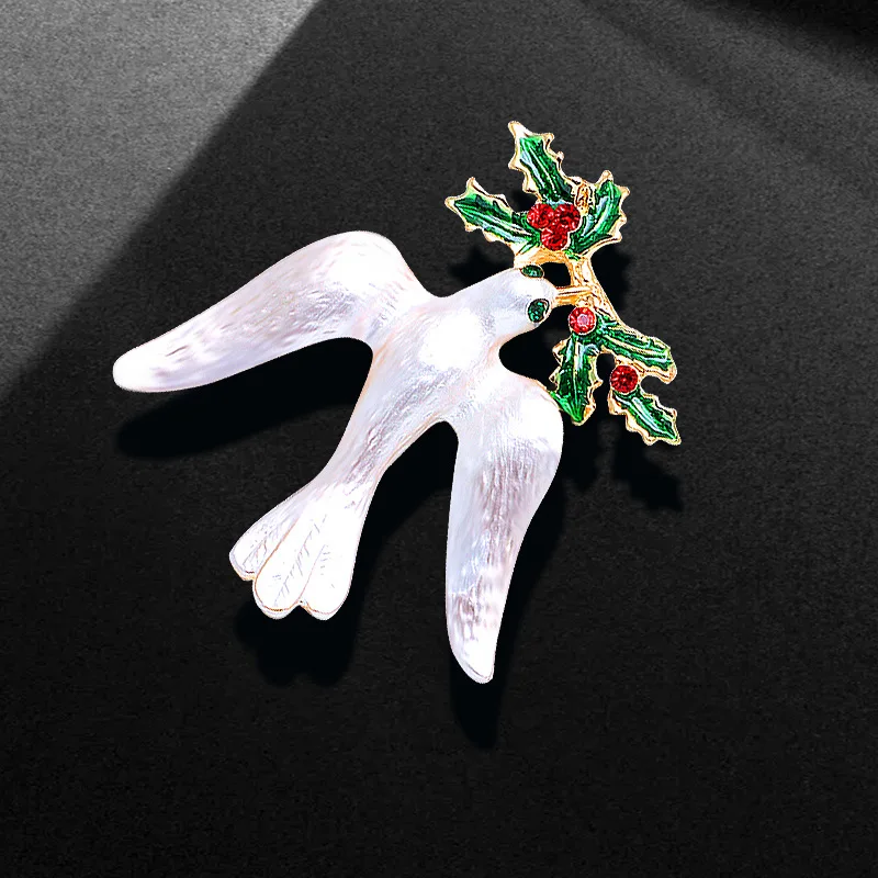 

Zircon Crystal Peace Dove Brooches For Women Men Alloy Bird Enamel Pin Casual Brooch Badge Christmas Jewelry Gifts
