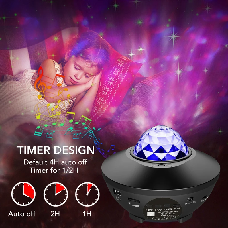 led night light A LED Sky Starry Projector Star Night Light Gwiazd Chirld Music Water Wave Bluetooth Spearker Sound-Activated Decoration star wars night light