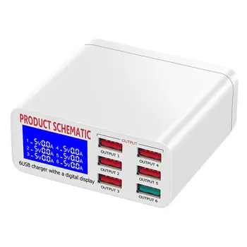 

LCD Multi Fast USB Charger Charge Multiple 6 USB Phone Charging Station Universal USB HUB Smart Charger