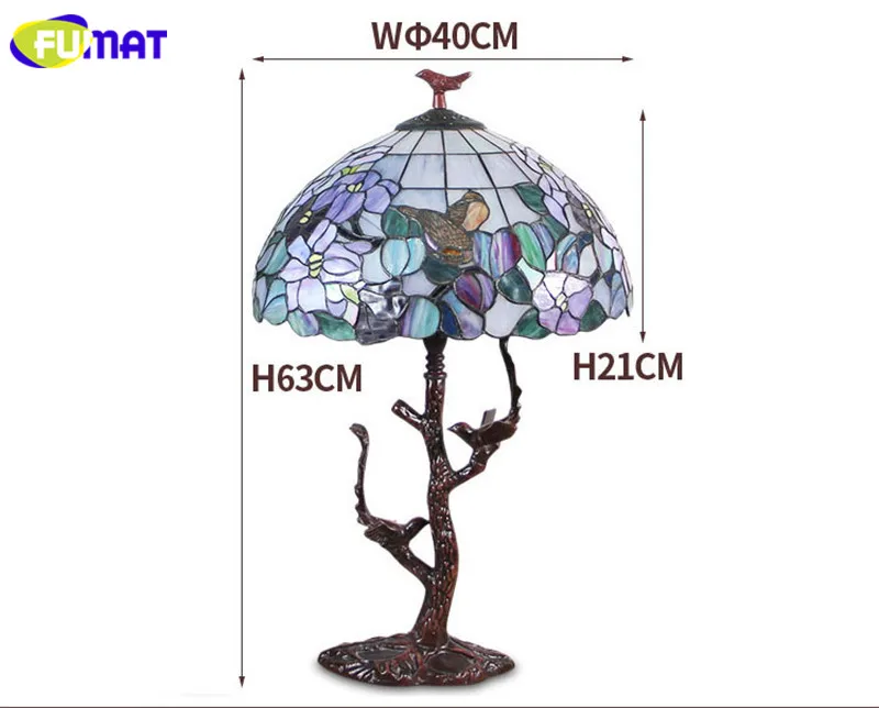 FUMAT Tiffanylamp настольные лампы Pteris Staiend стеклянный абажур для спальни прикроватные лампы светодиодный домашний арт-деко Свадебный Настольный светильник