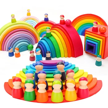 

Wooden Blocks Rainbow Toys For Kids Jenga Montessori Rainbow Blocks Children Toy Arcoiris Montessori Building Toys Wood Safety