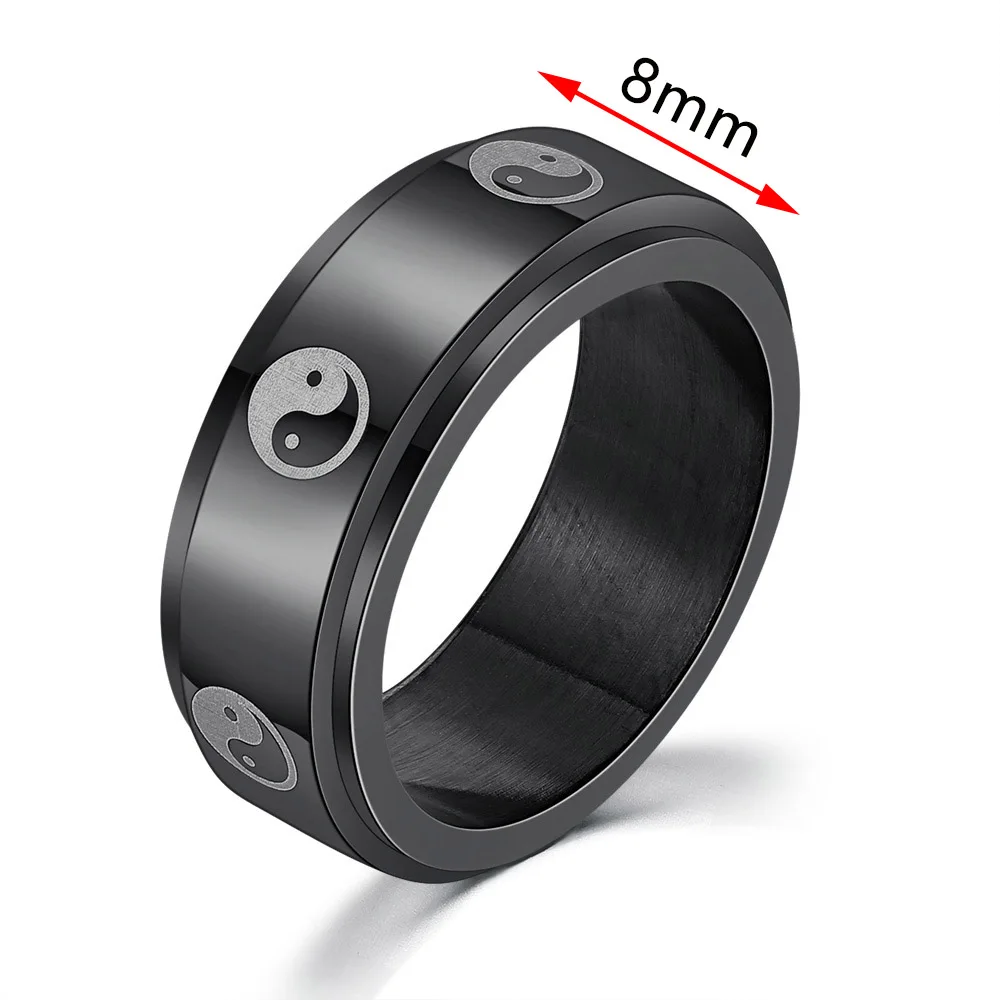 Anxiety Ring Fidget Toy Rings For Men Black Stainless Steel Rotate Freely Rin UK 