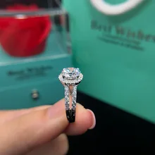 Настоящее твердое серебряное кольцо VS2 с бриллиантами 2 карата для женщин 925 пробы Серебряное кольцо Anillos Bizuteria с драгоценными камнями кольца с бриллиантами