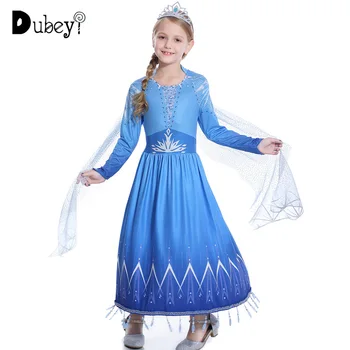 

Frozen Elsa Princess Dress Little Girl Long Sleeve New Year Cosplay Dress with Bling Cloak 3-10 Years Old Girl Party Costumes