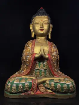 

Home Decor 16" Tibet Buddhism Temple Old Bronze Painted Shakyamuni Buddha Statue Buddha in the Buddha Amitabha Buddha Statue