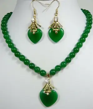 

Emerald Green Jade Crystal Women Girl Party Pendant Necklace Earrings Set