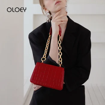 

Retro Alligator Pattern Flap Crossbody Bags For Women Small Luxury Purse Handbags leather Chain lady Elegant Totes Shoulder Bags