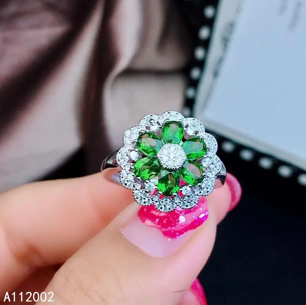 

KJJEAXCMY fine jewelry natural Diopside 925 sterling silver women gemstone ring support test fashion