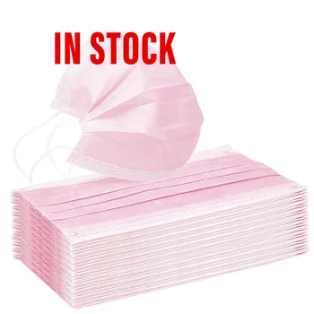 

50pcs Disposable Unisex Pink Face Mask 3ply Ear Loop Windproof Foggy Haze Pollution Face Mask Mouth Mask Mascarilla Masque
