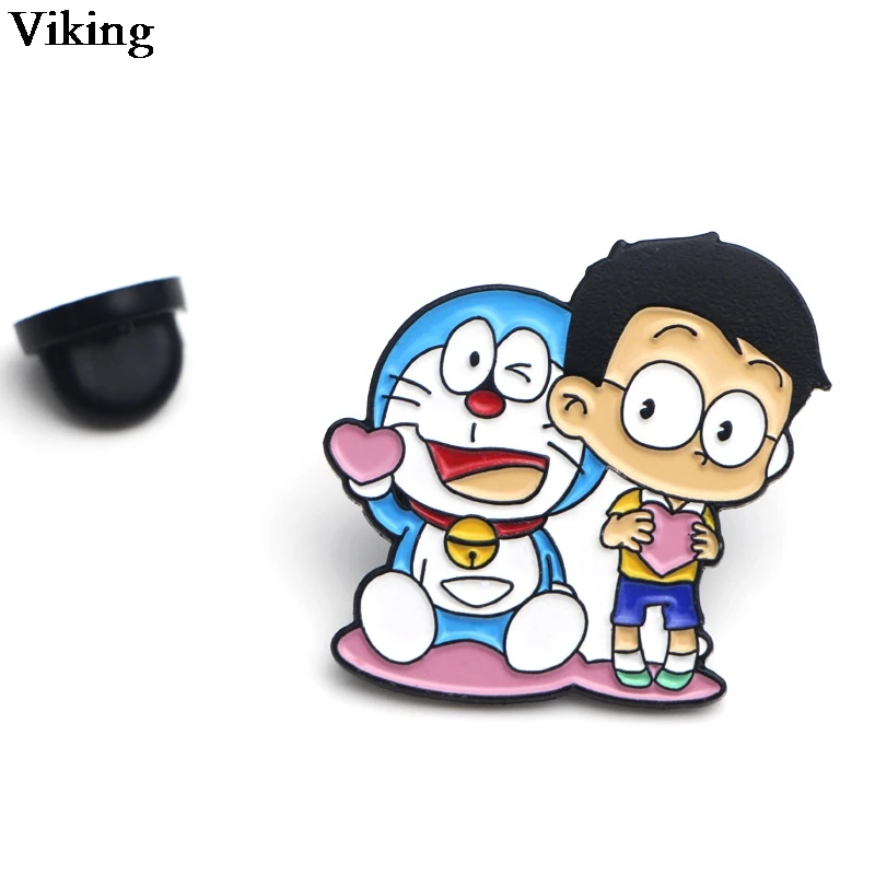 1 шт. Doraemon Симпатичные Значки эмаль броши мультфильм булавки металлический рюкзак с нашивками Одежда булавки броши для женщин мужчин детей G0372