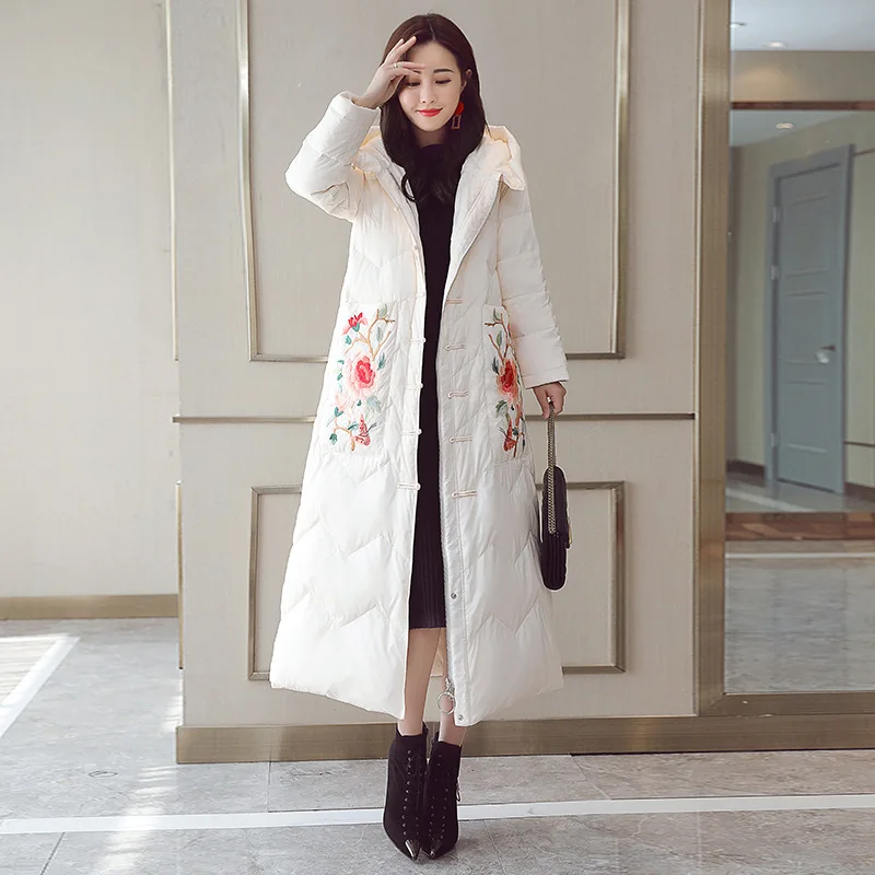 

China Ethnic-Style Cotton-padded Jacket 2018 New Style Winter Exta-long to Ankle down Jacket Cotton-padded Clothes over-the-Knee