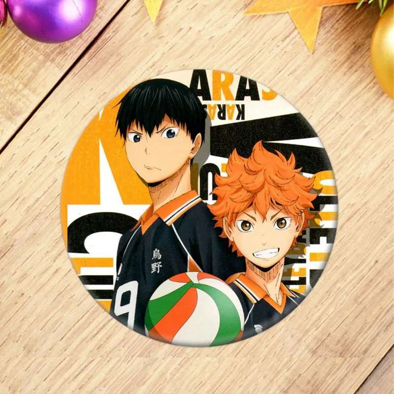 1pc 58mm fãs de anime haikyuu! Escola voleibol anime emblema broche ícones