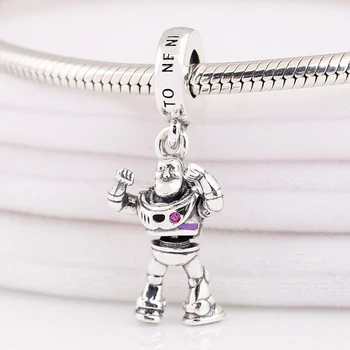 

Authentic 925 Sterling Silver Mixed Enamel Toy Story Buzz Lightyear Pendant Charm fit Lady Bracelet Bangle DIY Jewelry