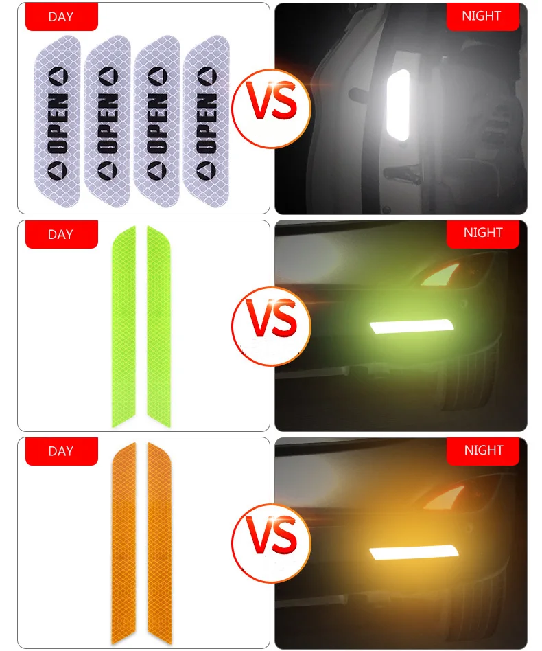 Автомобильный Стайлинг наклейка Светоотражающая наклейка для колеса автомобиля бровь/дверь/задний бампер Предупреждение ющий светильник безопасности отражатель Защитная Наклейка