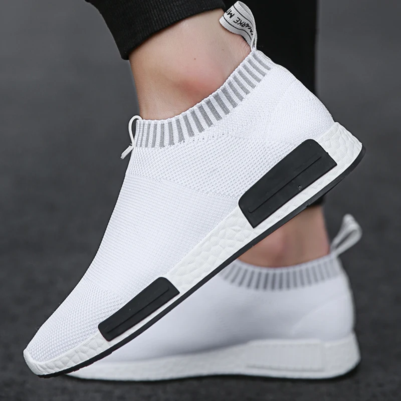Sock Sneakers Jogging Shoes Casual-Shoes Slip On Super-Light Walking Breathable Mens