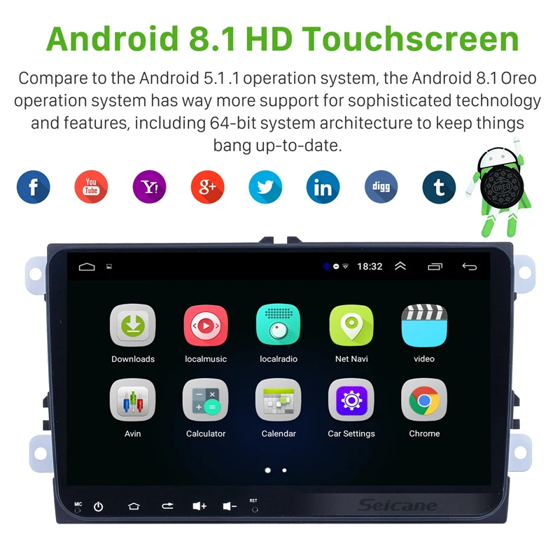 Seicane автомобиль 9 &quotAndroid 8 1 стерео Авто радио gps Navi для Volkswagen Skoda Octavia golf 5 6 touran passat B6