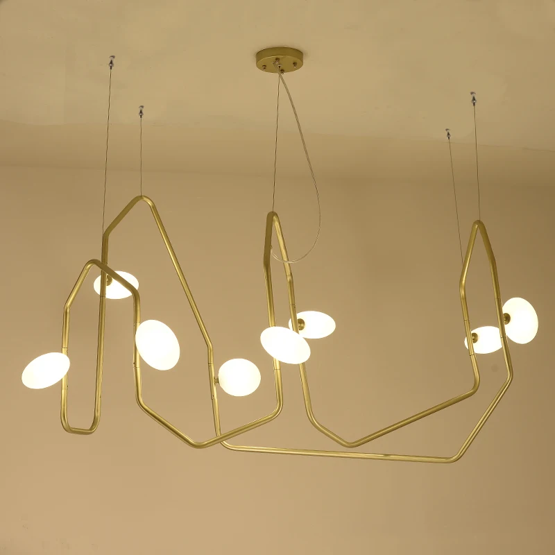 

Originality Personality Arts Wrought Iron Golden A Chandelier Irregular Special-shaped Decoration Geometry Line A Chandelier