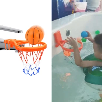 

Funny ABS Toddler Suctions Cups Wall Mount Bath Toy Bathtub Safe Game Mini Basketball Hoop Set For Baby Indoor Gift