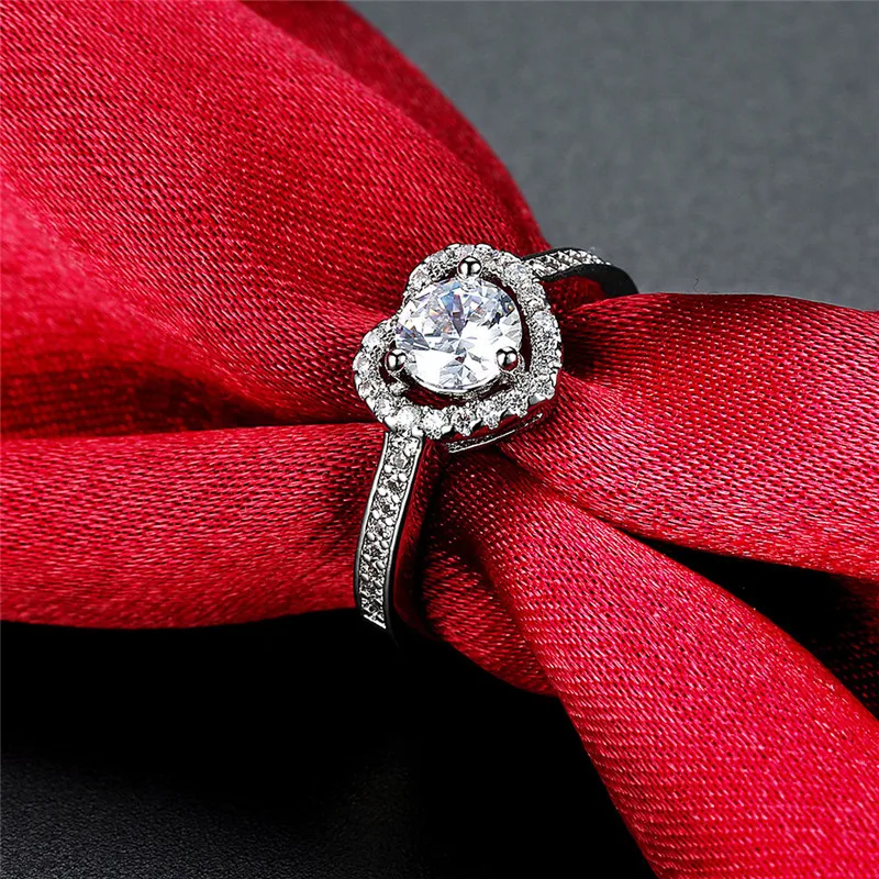 Ajojewel Size 6 Luxury Zirconia Ring Heart Wedding Rings For Women Wholesale Bijoux Bague De Mariage