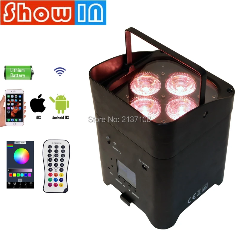 12 шт./лот 4*15 Вт RGBWA + UV мини LED Par Wash Light управление смартфоном 2 4G беспроводной