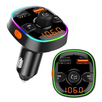 

12-24V FM Transmitter Wireless Bluetooth 5.0 Handsfree Car MP3 Player Bluetooth Kit FM Modulator Dual USB Charger Accessories