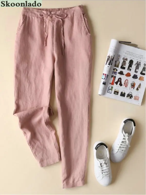 

newest cotton line women long pants good linen lady pants casual for all formal occasions special oversea famous design hot sale