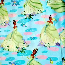 105 см ширина черный принцесса и цветы синий хлопок ткань для маленьких девочек одежда Комплект постельного белья домашняя текстильная подушка DIY-BK791