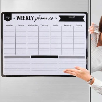 

A3 Magnetic Weekly & Monthly Planner Whiteboard Fridge Magnet Flexible Daily Message Drawing Refrigerator White Board