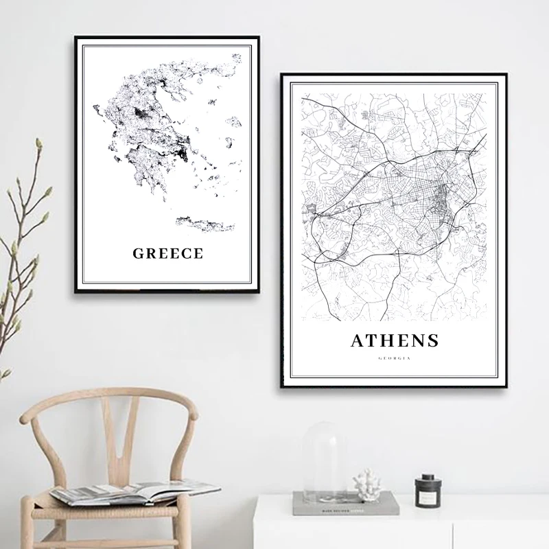 Greece-Road-Map-Poster-Black-and-White-Prints-Athens-City-Map-Canvas-Painting-Travel-Posters-Wall (2)