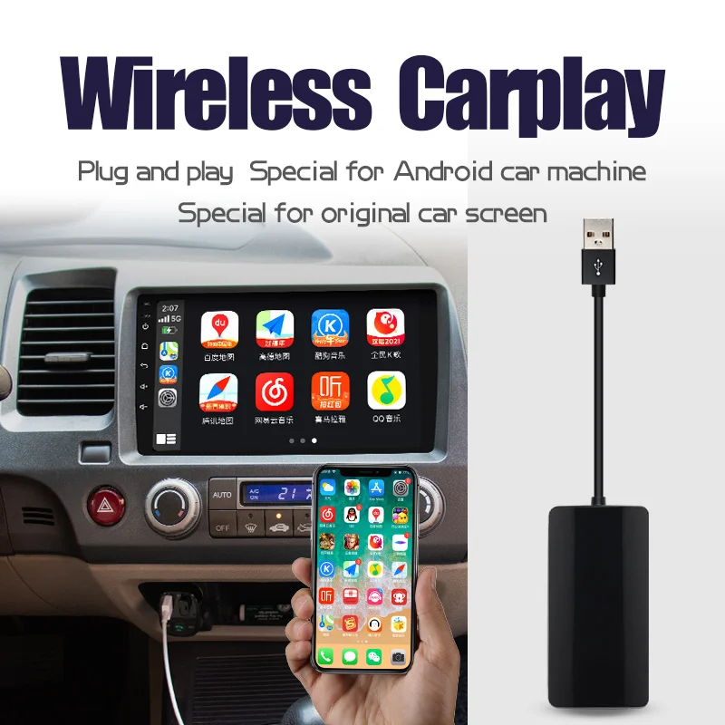Jiuyin apple carplay sem fio android auto ligação inteligente usb dongle para carro android navegação jogador carplay interconexão telefone