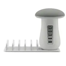 5 портов USB зарядное устройство с милой грибной лампой QC 3,0 Quick Chagre Smart IC USB US EU UK AU plug Quick Charge