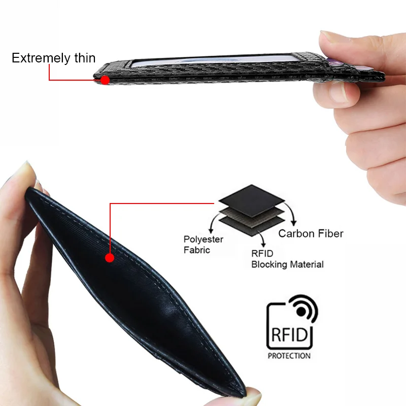 DIENQI Rfid мужской бумажник из углеродного волокна тонкие бумажники для карт тонкий