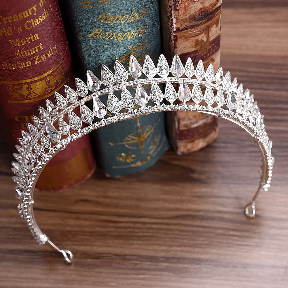 

H1082 Drilling Post Bride Headdress Water Drop Man-made Diamond Crystal Europe And America Baroque Crown Hair Clasp