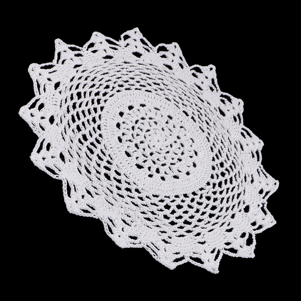 Flower Shape Handmade Crochet Embroidered Doilies Placemat Cotton Lace Doily Table Cover Cup Mat Coaster Table Decoration 30cm