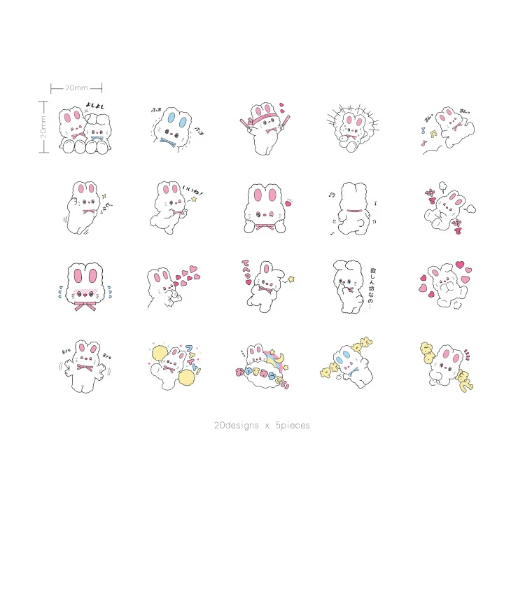 100Pcs/Pack Rabbit stickerFor Kids DIY Diary Scrapbooking Photo Ablums