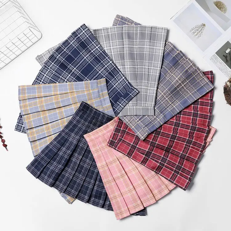 

2021 New japanese fashion school girl skirt jk Black High Waist A- line Skirt Student Pleated Skirt woman skirts plaid skirt