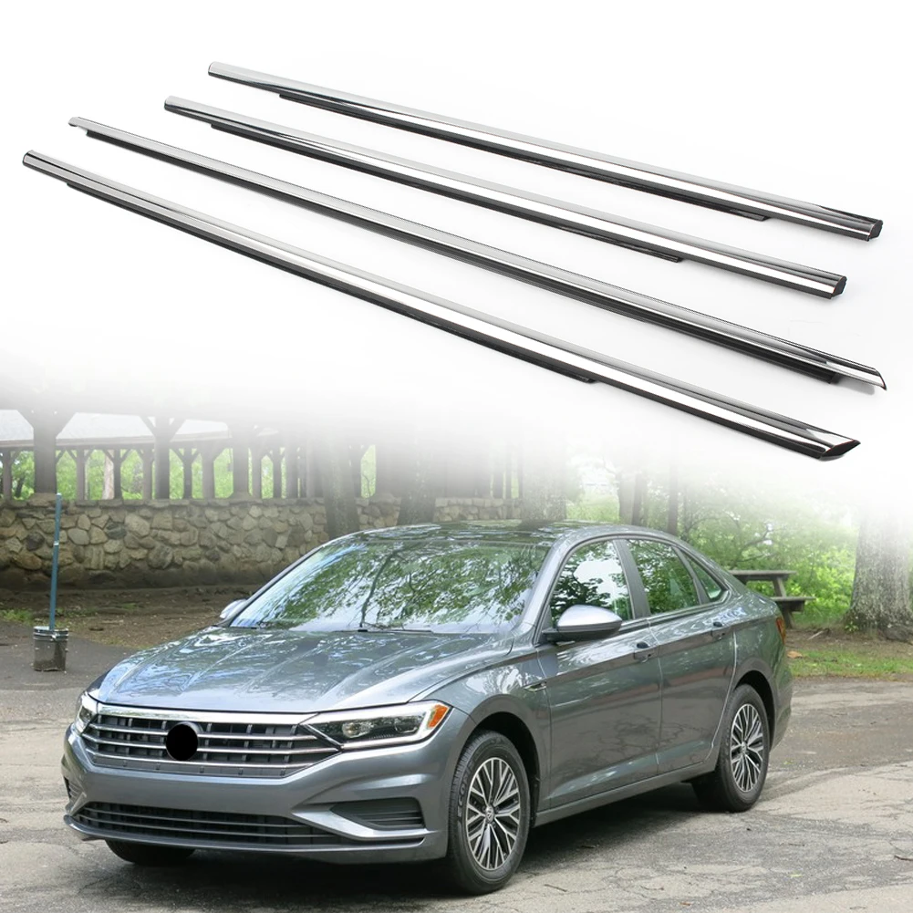 Chrome Car Weatherstrip Window Moulding Trim Door Seal Belt For V.W Volkswagen Jetta Auto Accessories 4PCS/SET