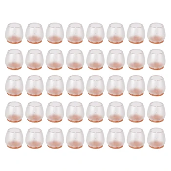 

Transparent Silicone Round Furniture Table Chair Leg Caps Floor Protectors Caps,with Felt Pads,Fit 0.99-1.14 In,40 Pack