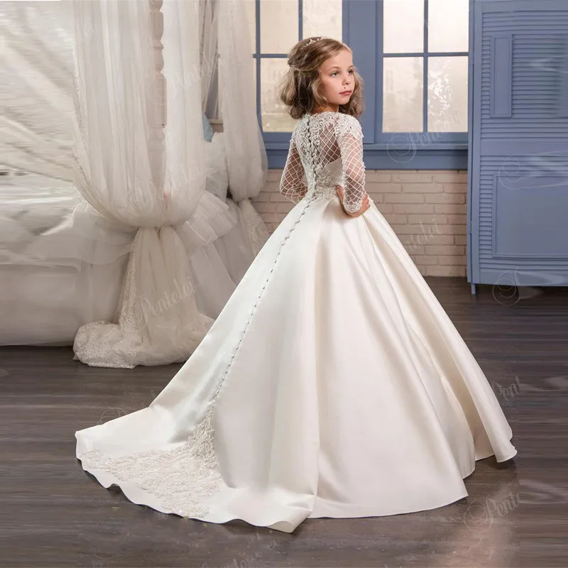 White-Flower-Girl-Dresses-for-Weddings-Banquet-Dress-Girl-Beaded-Birthday-First-Communion-Dresses-Petals-Long (1)