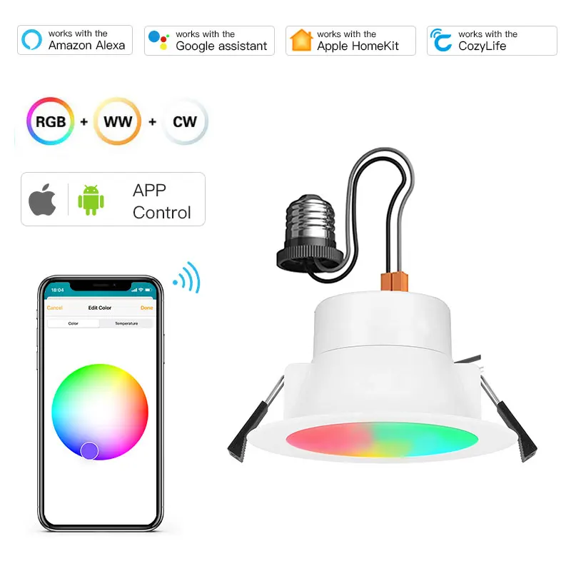 Homekit Wifi Smart Led Downlights Recessed Light 4/6 Inch 12w 17w Rgb ...