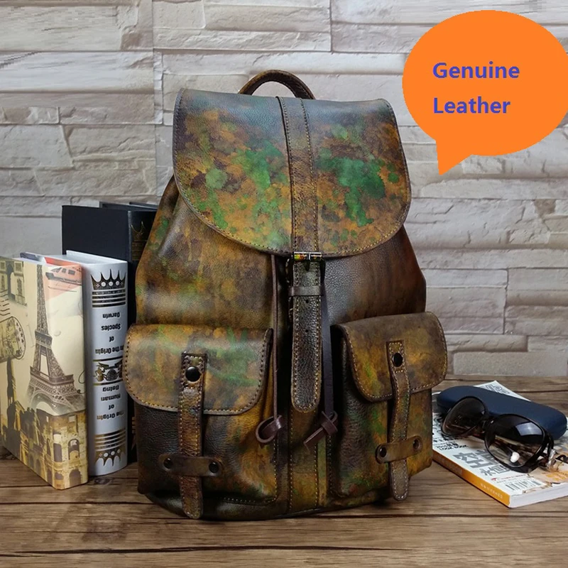 Hand-brushing and retro-fashion of leather ladies'bags