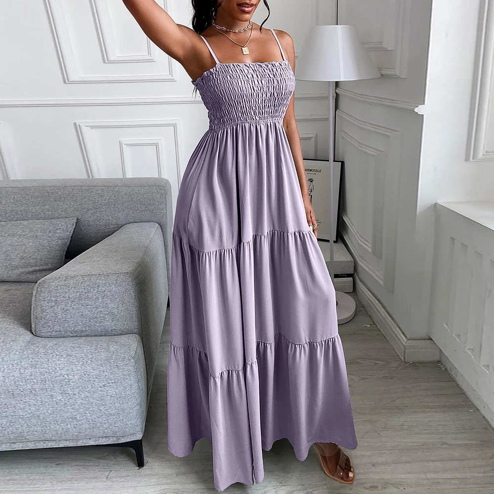 Dress Women 2021 New Arrive Summer Solid Color Strap Sexy Fashion Casual Long Dresses lulus dresses