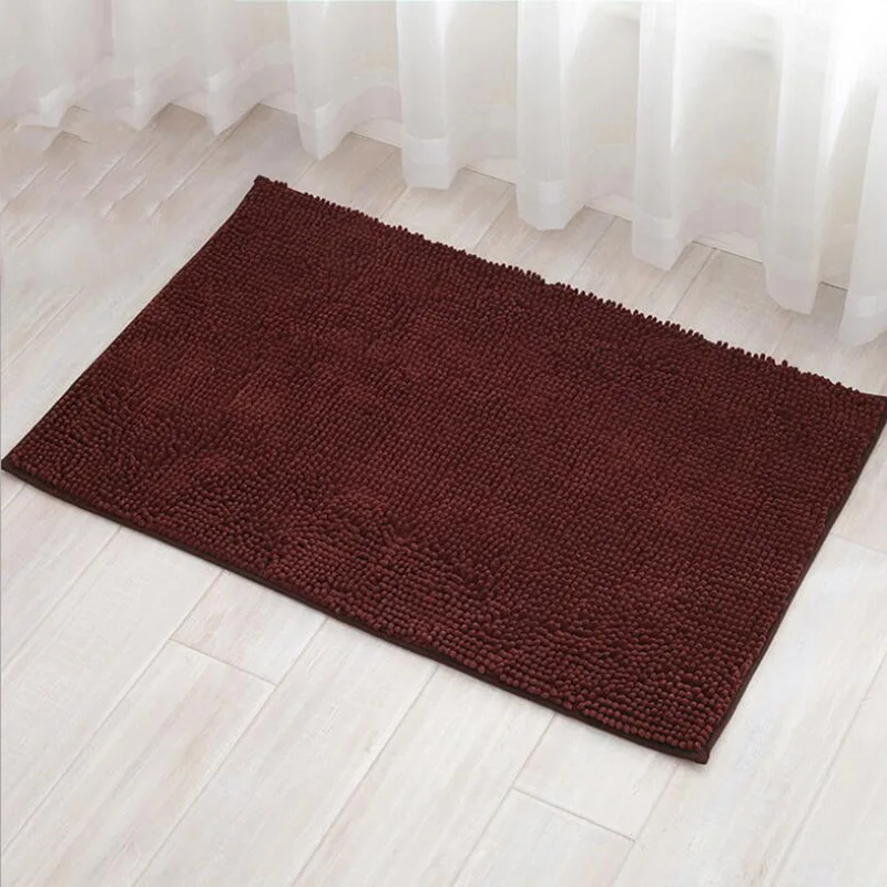 Short-Haired Chenille Doormat Rug Water Absorption Carpet Kitchen Bathroom Carpet Floor Mat for Living Room Anti Slip Bath Mat - Цвет: Coffee