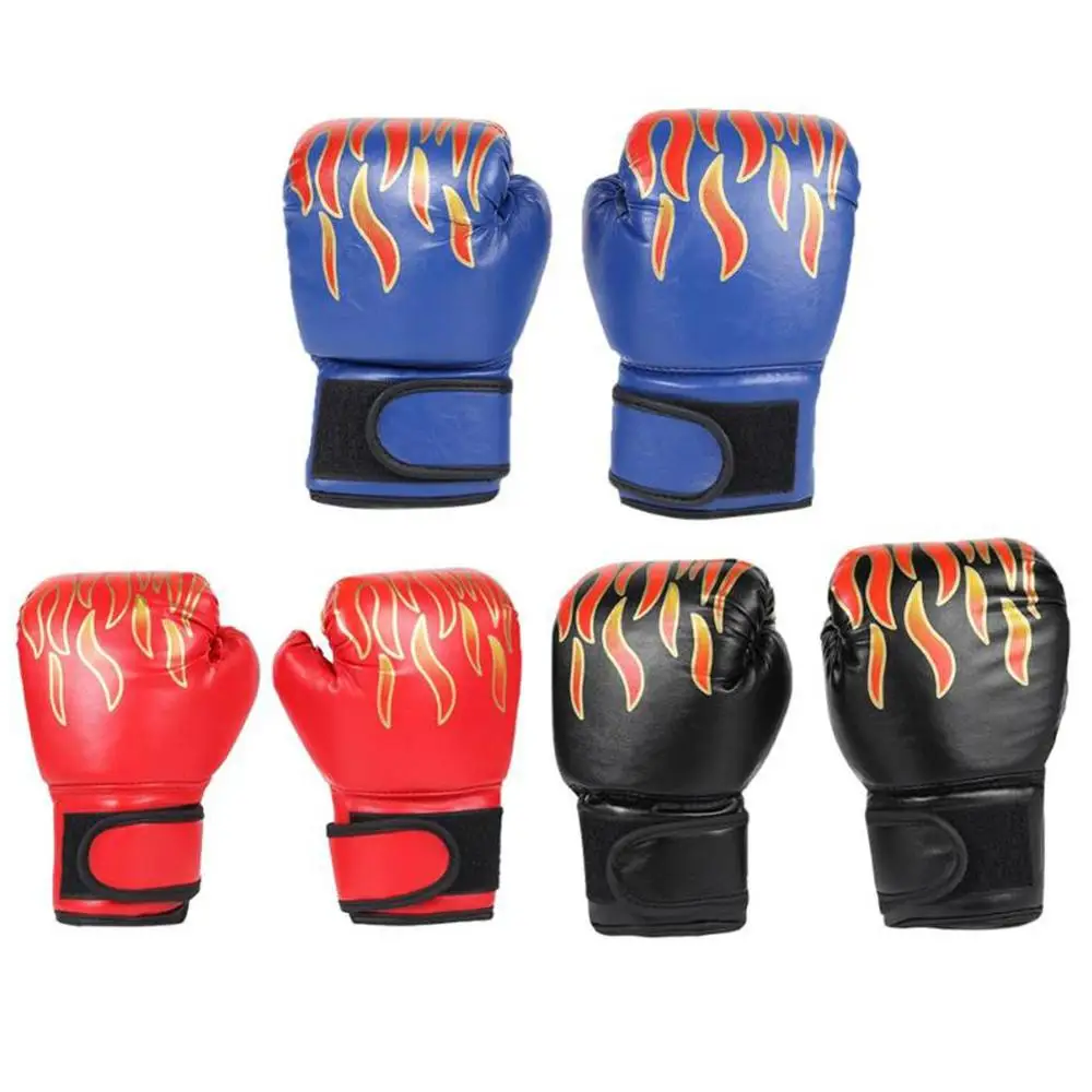 Kids Professional Boxing Gloves Flame Mesh Breathable Training Glove PU ...