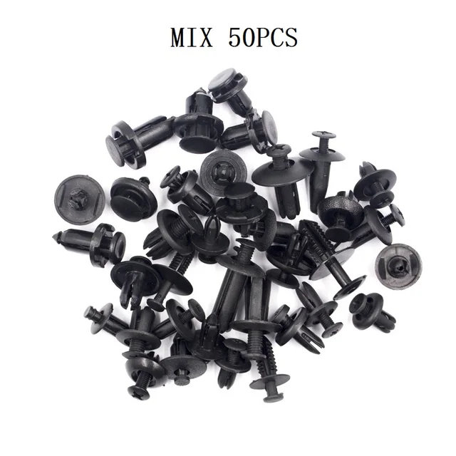 50 Pcs Mix Car Fixed Screw Square Round head Nut Screw Fixed Grommet Clip Plastic Snap In Fastener A2 Mix 50PCS
